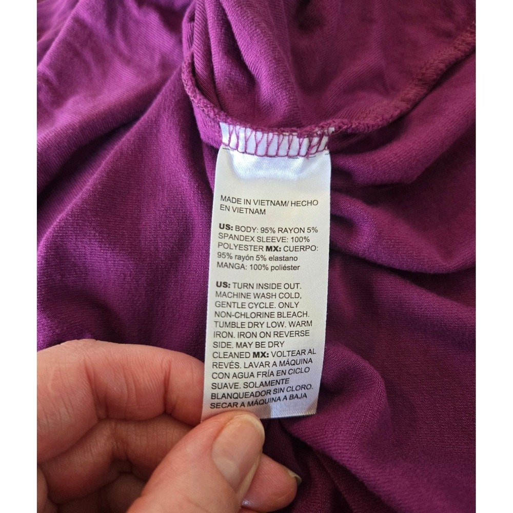 Chicos Purple Pleated Chiffon Bell Sleeve Top Sz 3/XL Feminine Boho Hippie Fairy - Picture 6 of 8